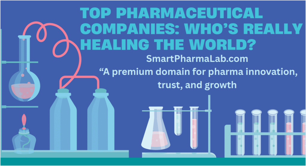 Illustration of lab equipment with domain SmartPharmaLab.com promoting pharma innovation.
